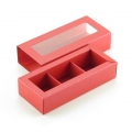 Коробка на 3 конфеты с фальшбортом дизайн красный перламутр "Stardream Jupiter" с окном (12,2*4*3 см)